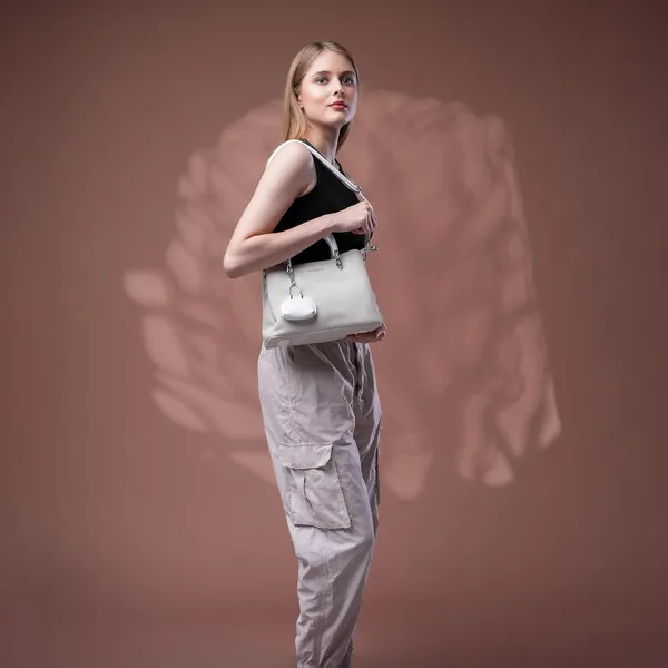 White_Small_Satchel_Bag_3_Compartment_Sling_Strap_Structured_Small_For_Women