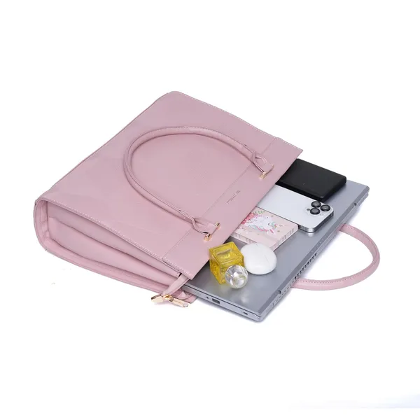 Pink_Beauty_Bella_Clat_Structured_Tote_Bag_Office_Handbag_For_Women