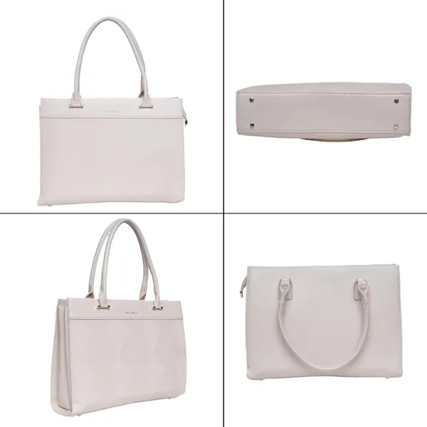 White_Beauty_Bella_Clat_Structured_Tote_Bag_Office_Handbag_For_Women