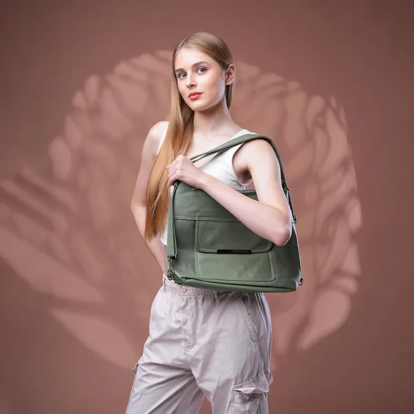 Green_Versahobo_2_1_Convertible_Handbag_Backpack_2_Main_Compartments_For_Women