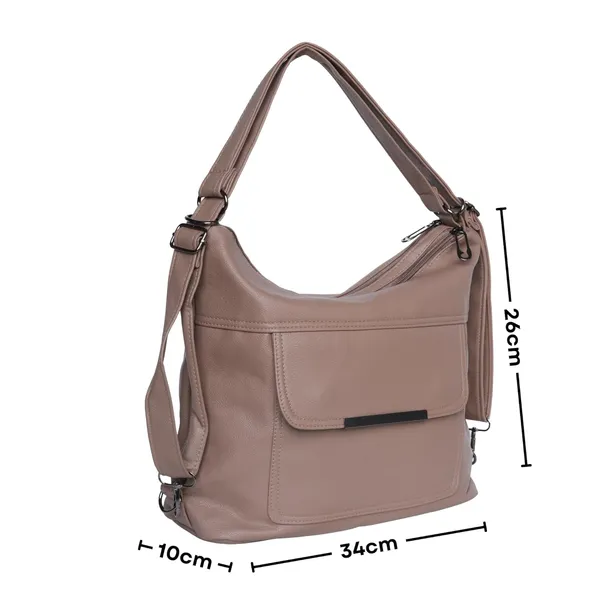 Khaki_Versahobo_2_1_Convertible_Handbag_Backpack_2_Main_Compartments_For_Women