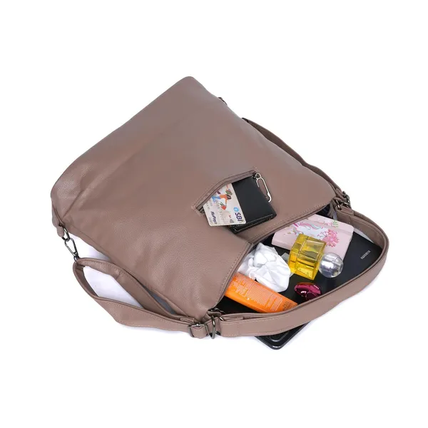 Khaki_Versahobo_2_1_Convertible_Handbag_Backpack_2_Main_Compartments_For_Women
