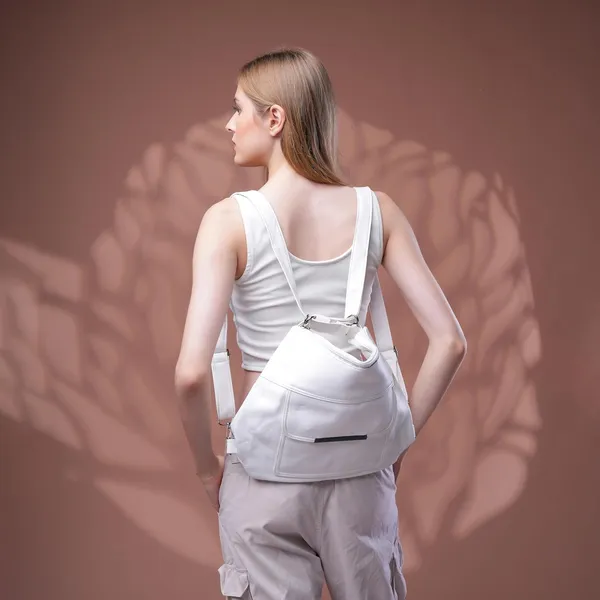 White_Versahobo_2_1_Convertible_Handbag_Backpack_2_Main_Compartments_For_Women
