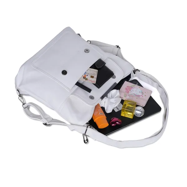 White_Versahobo_2_1_Convertible_Handbag_Backpack_2_Main_Compartments_For_Women