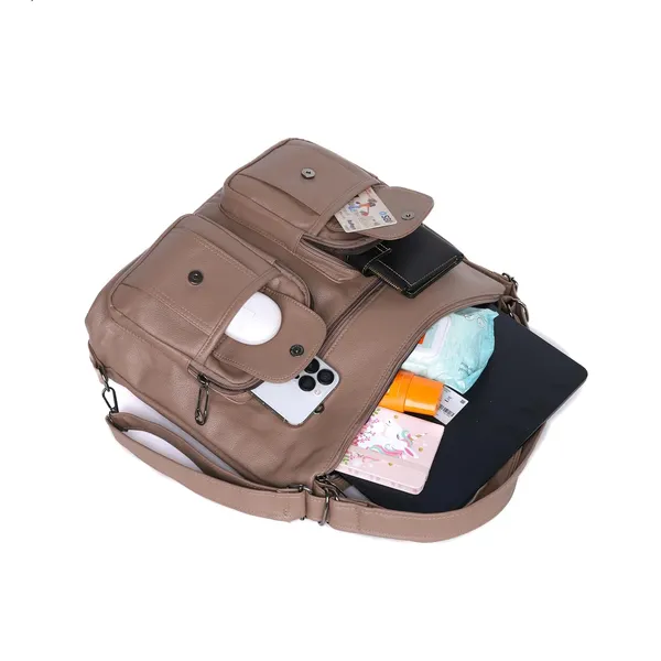 Khaki_Handbag_2_1_Convertible_Shoulder_Bag_Backpack_Pocket_For_Women