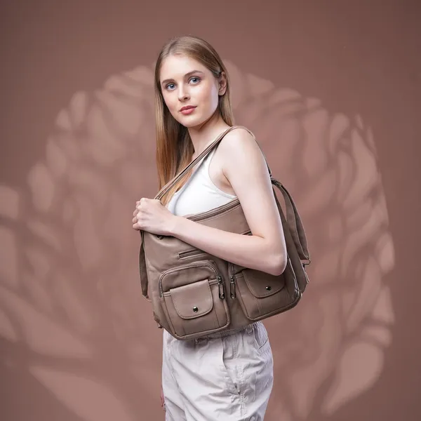 Khaki_Handbag_2_1_Convertible_Shoulder_Bag_Backpack_Pocket_For_Women