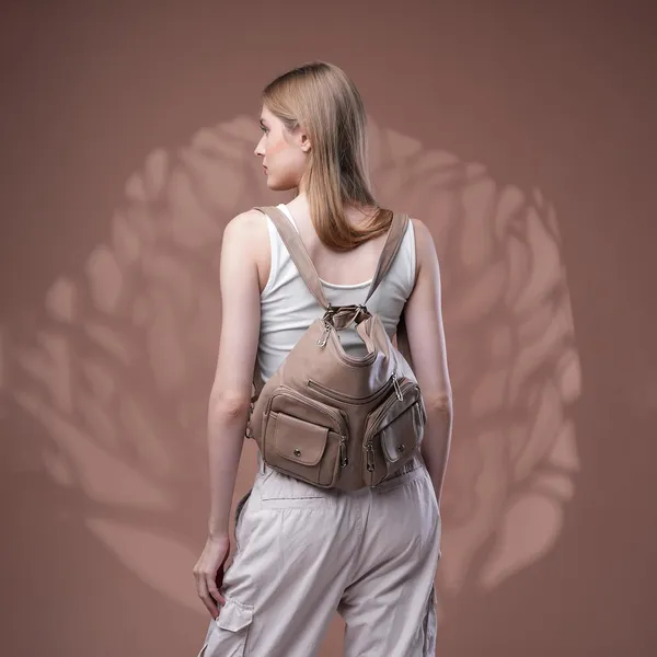 Khaki_Handbag_2_1_Convertible_Shoulder_Bag_Backpack_Pocket_For_Women