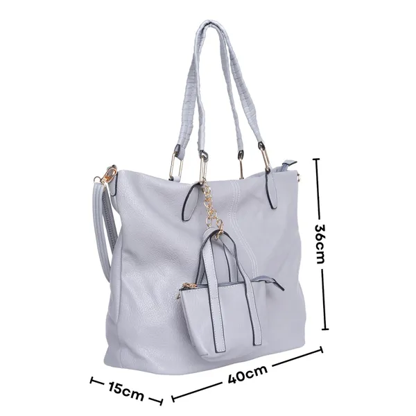 Grey_Duocharm_Trapezoid_Tote_Bag_Spacious_Shoulder_Handbag_Mini_For_Women