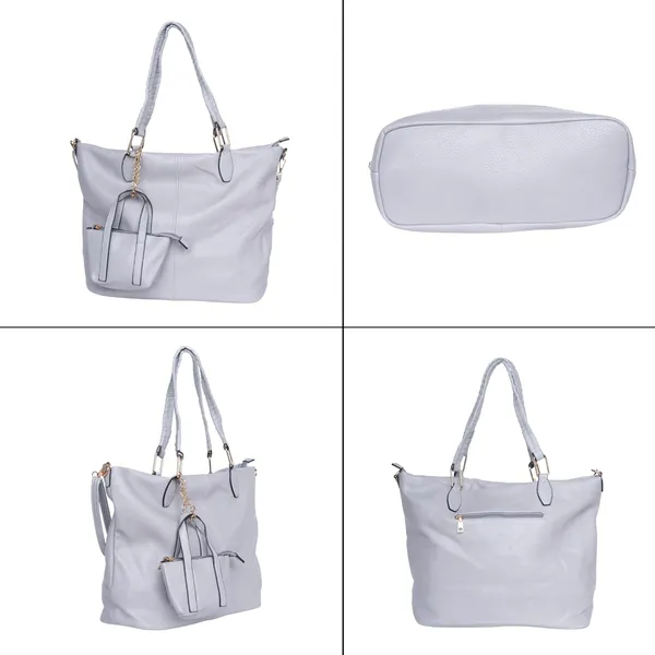 Grey_Duocharm_Trapezoid_Tote_Bag_Spacious_Shoulder_Handbag_Mini_For_Women