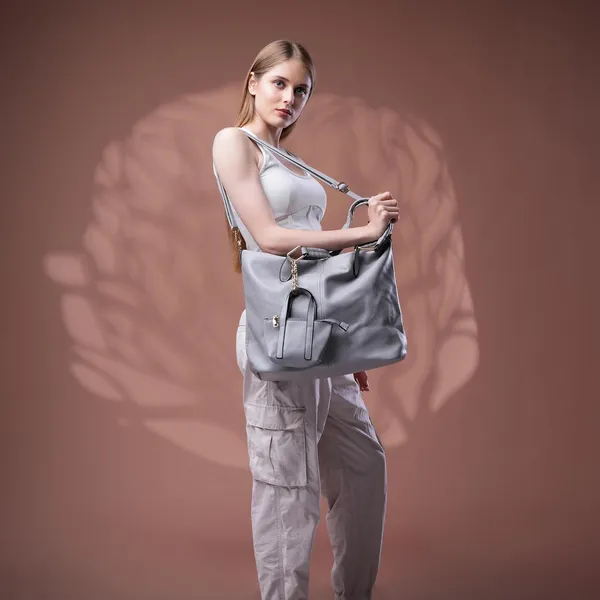 Grey_Duocharm_Trapezoid_Tote_Bag_Spacious_Shoulder_Handbag_Mini_For_Women