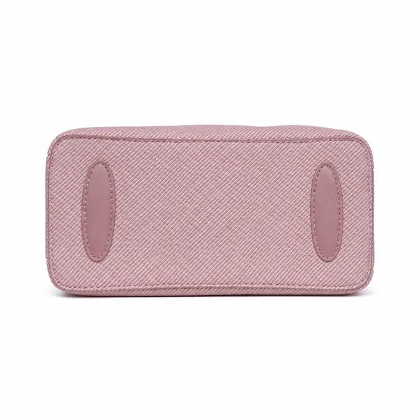 Pink_Small_Satchel_Bag_3_Compartment_Sling_Strap_Structured_Small_For_Women