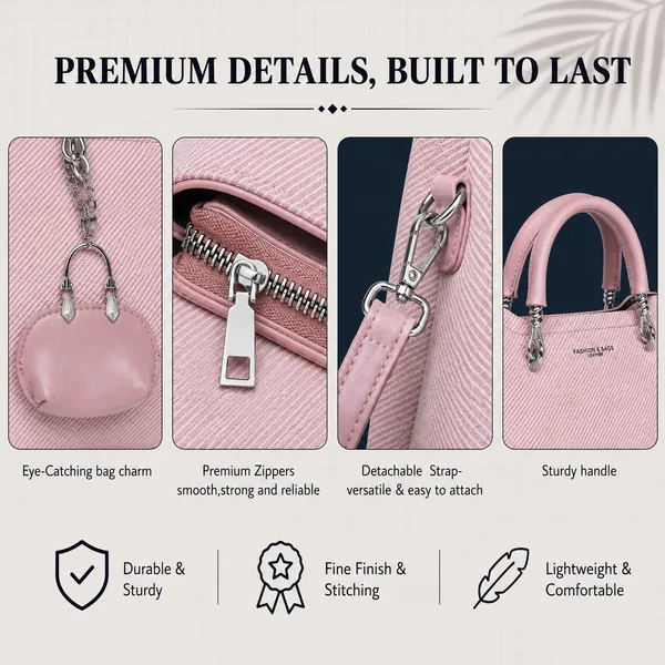 Pink_Small_Satchel_Bag_3_Compartment_Sling_Strap_Structured_Small_For_Women