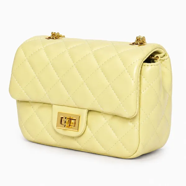 Yellow_Elegant_Quilted_Sling_Bag_Tylish_Faux_Leather_Crossbody_Adjustable_For_Women