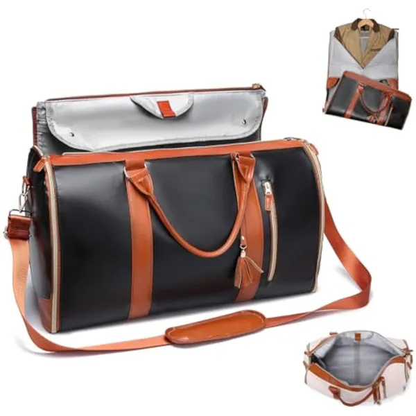Brown_Foldable_Duffle_Bag_Travel_Convertible_Carry_On_Large_Size_Garments_For_Women