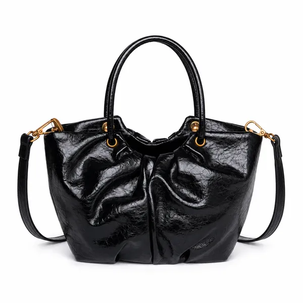 Black_Mini_Bucket_Bag_Adjustable_Sling_Bag_Charm_Faux_Leather_For_Women