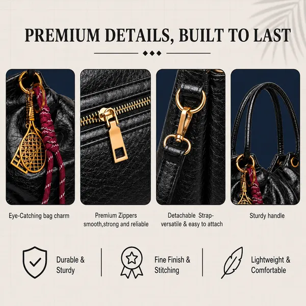 Black_Mini_Bucket_Bag_Adjustable_Sling_Bag_Charm_Faux_Leather_For_Women