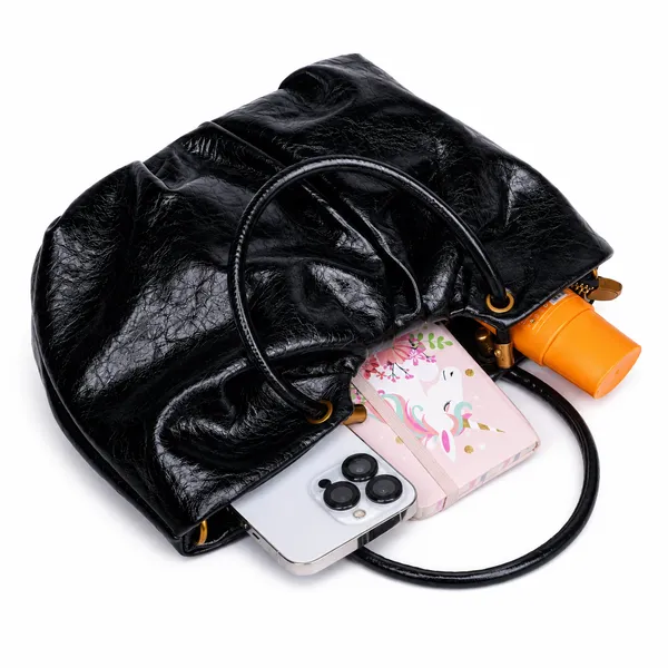 Black_Mini_Bucket_Bag_Adjustable_Sling_Bag_Charm_Faux_Leather_For_Women