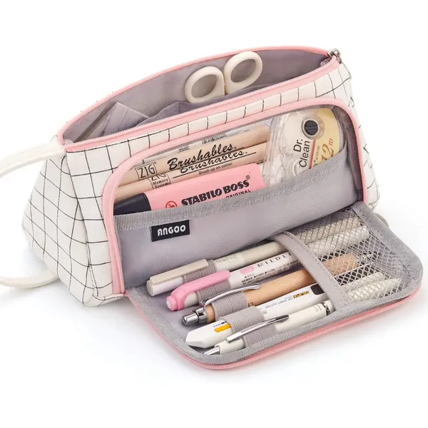 White_Aesthetic_Korean_Pencil_Case_College_Students_Girls_Large_Capacity_Pencil_For_Women