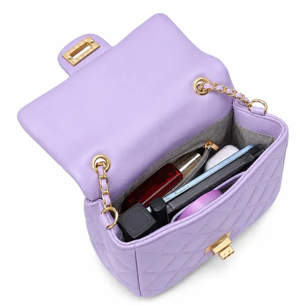 Lilac_Elegant_Quilted_Sling_Bag_Tylish_Faux_Leather_Crossbody_Adjustable_For_Women