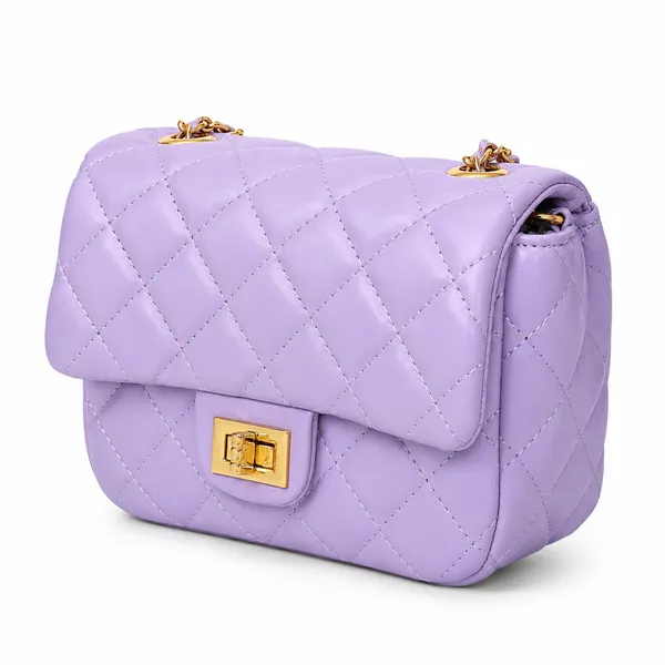 Lilac_Elegant_Quilted_Sling_Bag_Tylish_Faux_Leather_Crossbody_Adjustable_For_Women