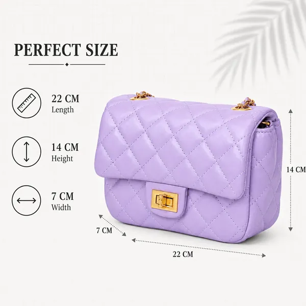Lilac_Elegant_Quilted_Sling_Bag_Tylish_Faux_Leather_Crossbody_Adjustable_For_Women
