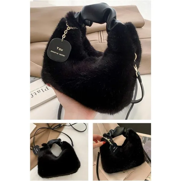 SANTORINI_Fury_Fur_Sling_bag_for_women_Latest_|_Soft_Fur_Hand_&_Crossbody_bag_For_woman_with_Strap_and_Zippered_Compartment.
