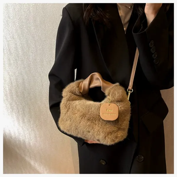 SANTORINI_Fury_Fur_Sling_bag_for_women_Latest_|_Soft_Fur_Hand_&_Crossbody_bag_For_woman_with_Strap_and_Zippered_Compartment.