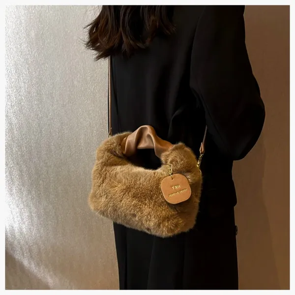 SANTORINI_Fury_Fur_Sling_bag_for_women_Latest_|_Soft_Fur_Hand_&_Crossbody_bag_For_woman_with_Strap_and_Zippered_Compartment.