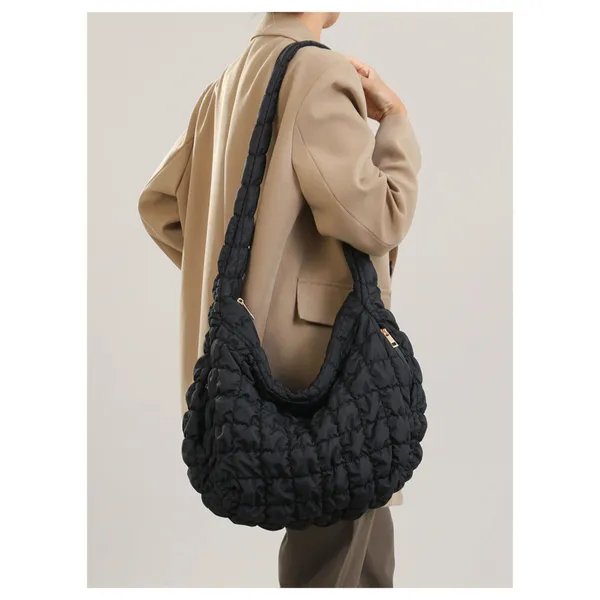 SANTORINI_Quilted_Puffer_shoulder_bag_for_womens_|_trendy_Puffer_tote_bag_|_Womens_large_size_shoulder_bag_in_Polycotton_fabric_with_zipper_lock