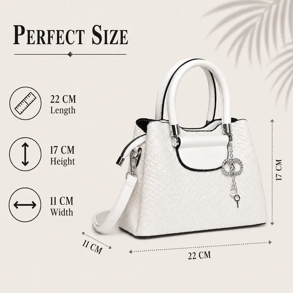 White_Vexa_Textured_Satchel_Handbag_3_Compartments_Mini_Top_Handle_Bag_For_Women