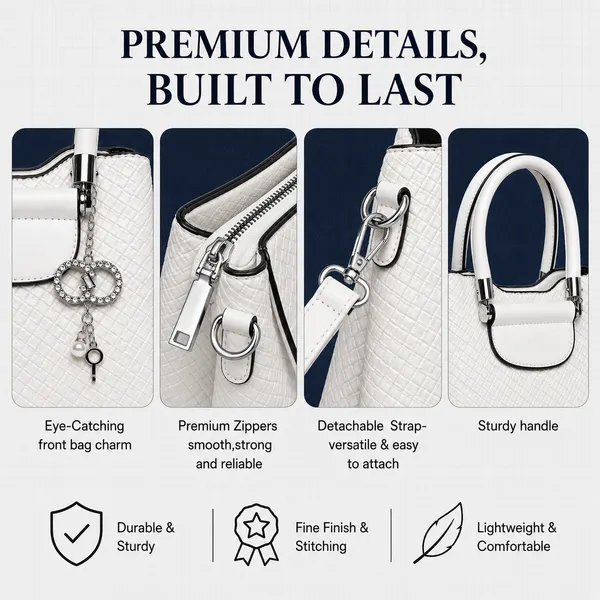 White_Vexa_Textured_Satchel_Handbag_3_Compartments_Mini_Top_Handle_Bag_For_Women