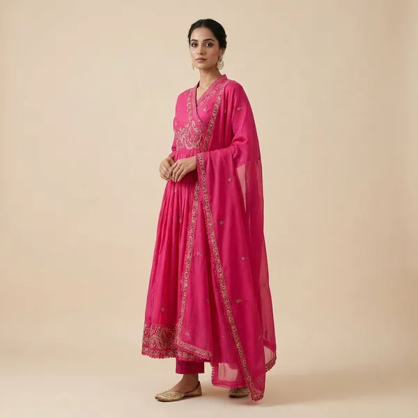 Rani_Pink_Mal_Cotton_Kurta_Set_Anarkali_For_Women