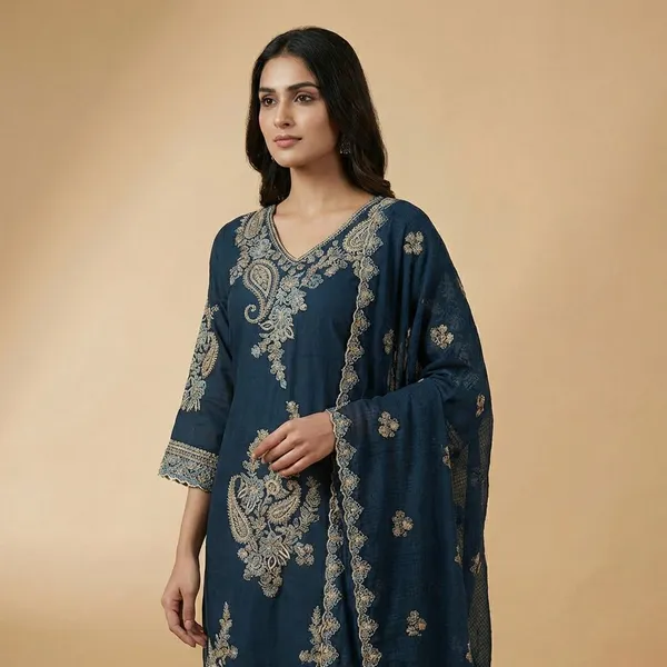 Navy_Blue_Cotton_Stright_Cut_For_Women