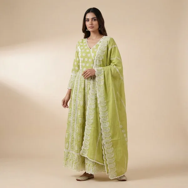 Mahendi_Green_Mal_Cotton_Anarkali_For_Women