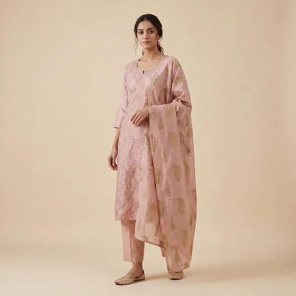 Peach_Cotton_Silk_Stright_Cut_Kurta_Set_For_Women