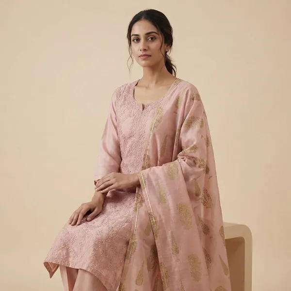 Peach_Cotton_Silk_Stright_Cut_Kurta_Set_For_Women
