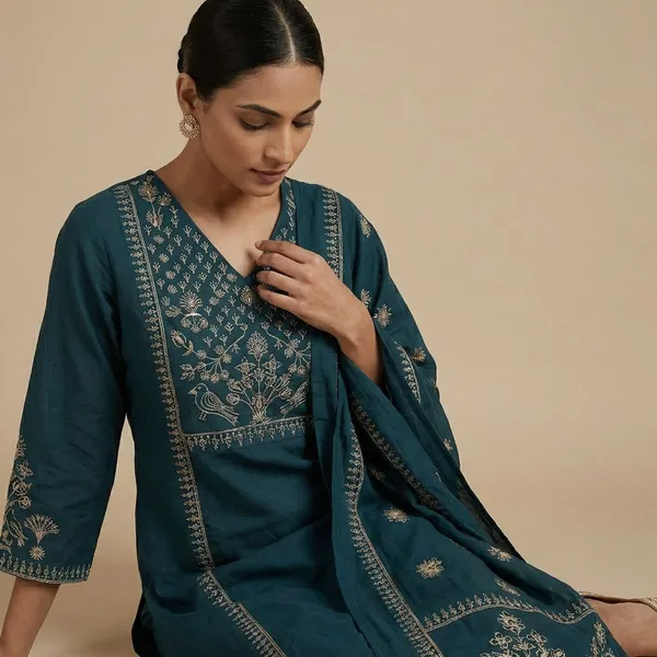 Navy_Blue_Cotton_A_Line_Kurta_Set_For_Women