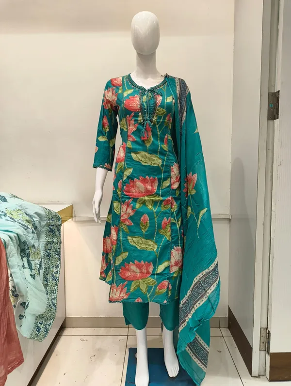 Rama_Green_Cotton_Printed_A_Line_For_Women