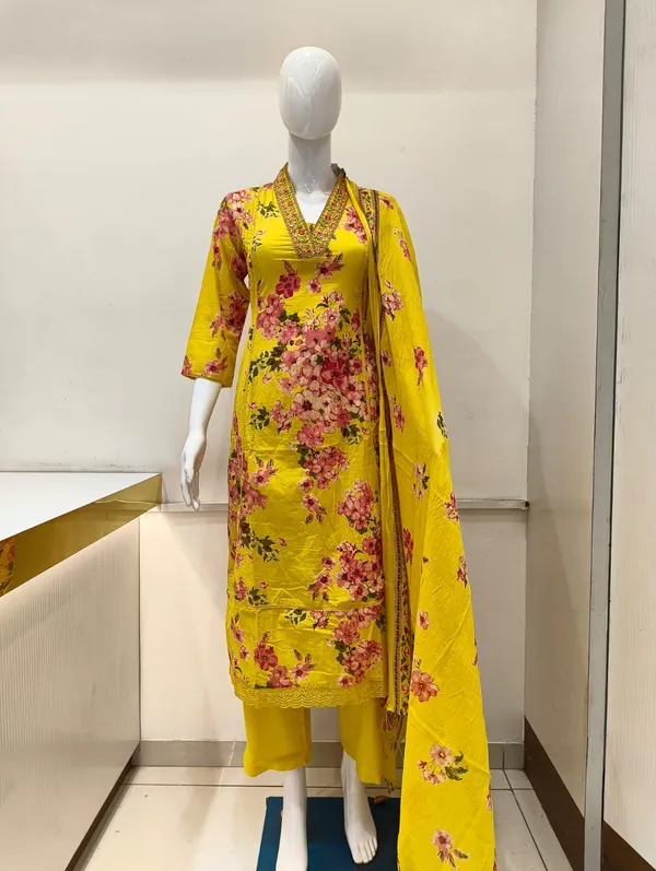 Yellow_Mal_Cotton_A_Line_Kurta_Set_For_Women