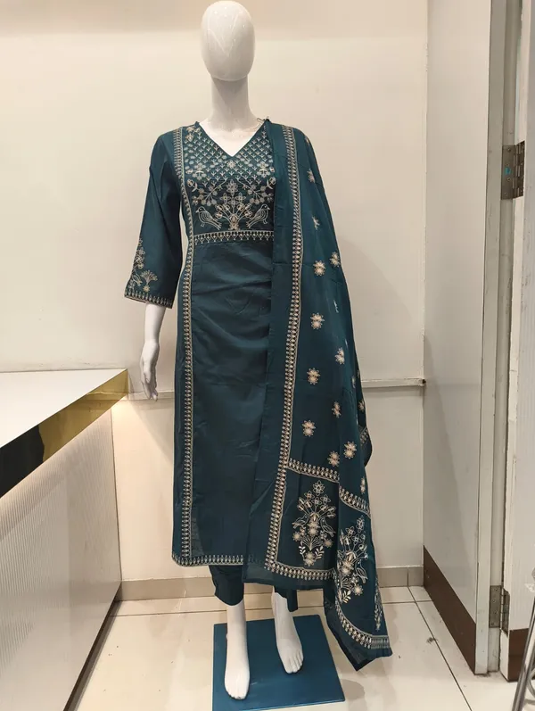 Navy_Blue_Cotton_A_Line_Kurta_Set_For_Women