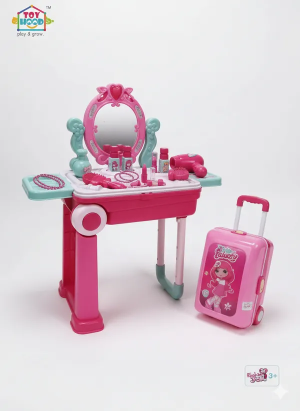 Pink_Foldable_Beauty_Kit_2_In_1_With_Foldable_Suitcase