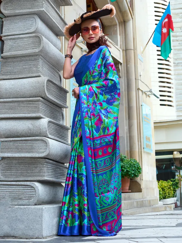 Women's_Crepe_Light_Blue_Printed_Designer_Saree_With_Blouse_Piece