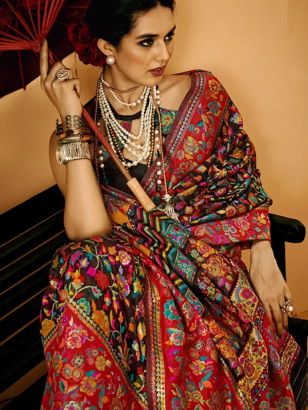 Women's_Cotton_Silk_Black_Woven_Design_Designer_Saree_With_Blouse_Piece