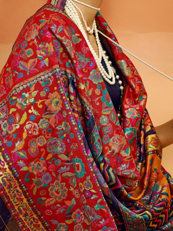 Women's_Cotton_Silk_Navy_Blue_Woven_Design_Designer_Saree_With_Blouse_Piece