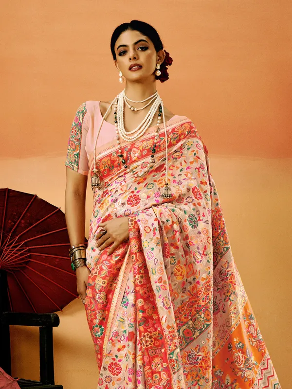 Women's_Cotton_Silk_Peach_Woven_Design_Designer_Saree_With_Blouse_Piece