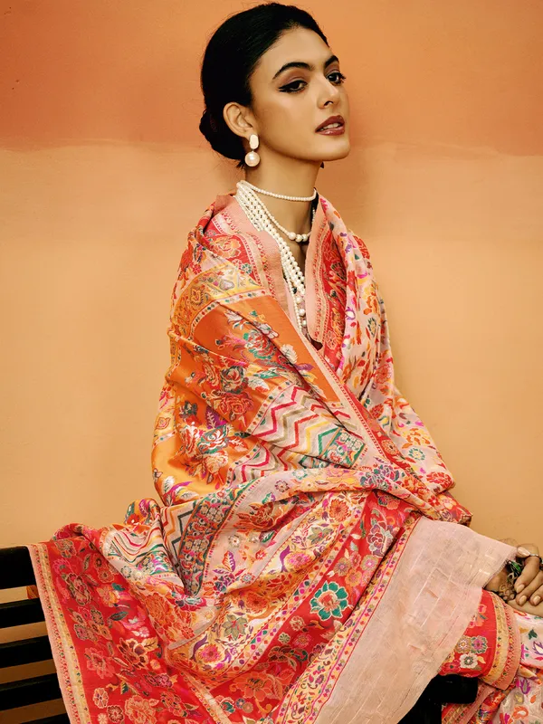 Women's_Cotton_Silk_Peach_Woven_Design_Designer_Saree_With_Blouse_Piece