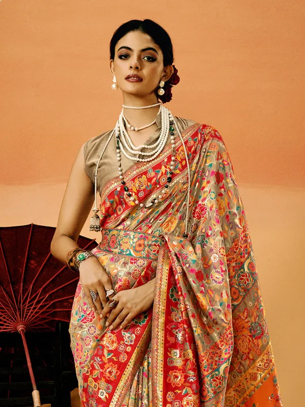 Women's_Cotton_Silk_Beige_Woven_Design_Designer_Saree_With_Blouse_Piece
