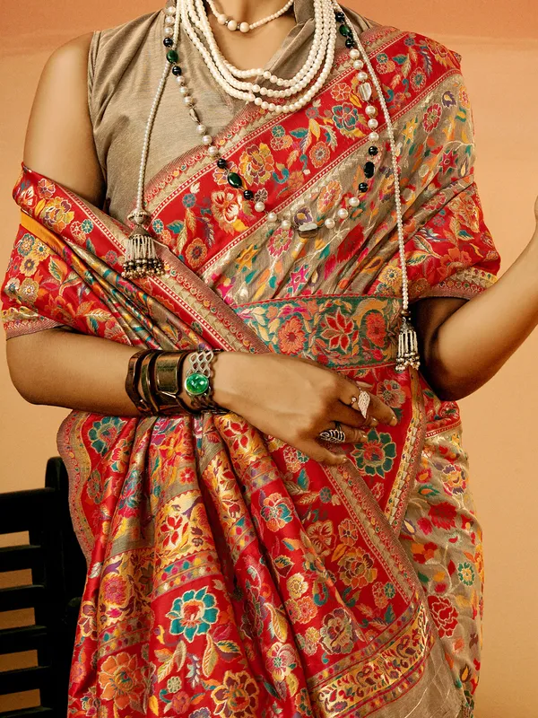 Women's_Cotton_Silk_Beige_Woven_Design_Designer_Saree_With_Blouse_Piece