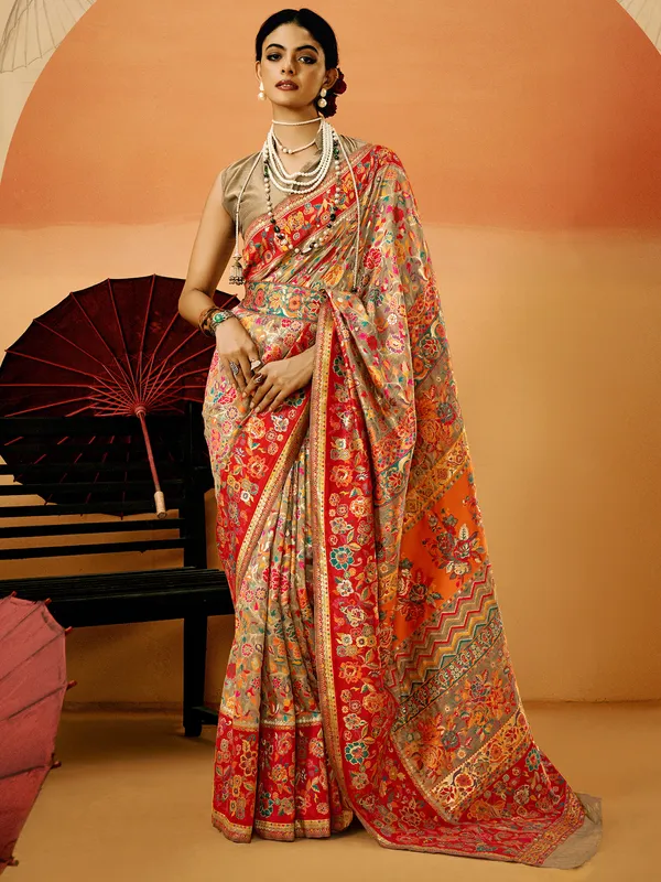 Women's_Cotton_Silk_Beige_Woven_Design_Designer_Saree_With_Blouse_Piece