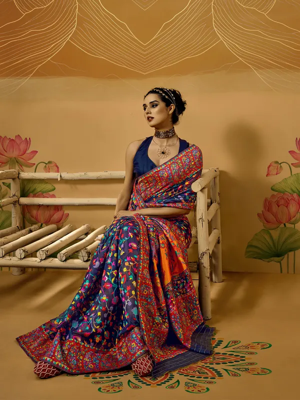 Women's_Cotton_Silk_Navy_Blue_Woven_Design_Designer_Saree_With_Blouse_Piece